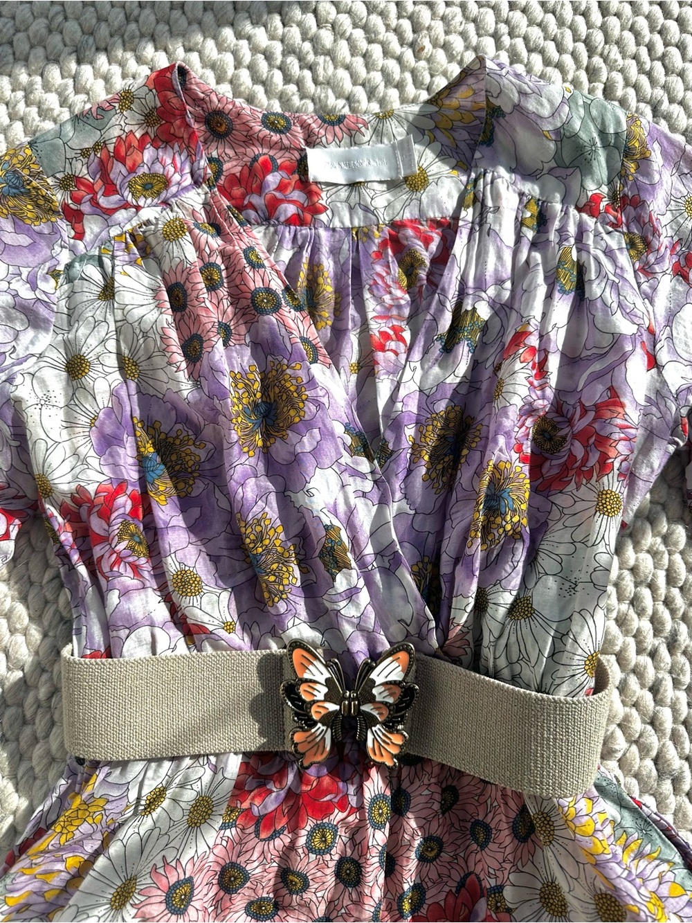 Zimmermann Floral Print Romper with Butterfly Belt - Picture 2 of 8